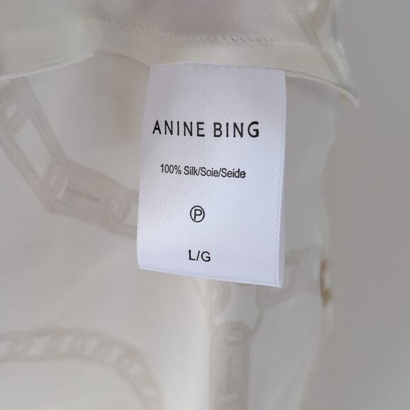 NWT Anine Bing Lisette Chain Printed 100% Silk-charmeuse Slip Mini Dress, size L - Picture 5 of 9